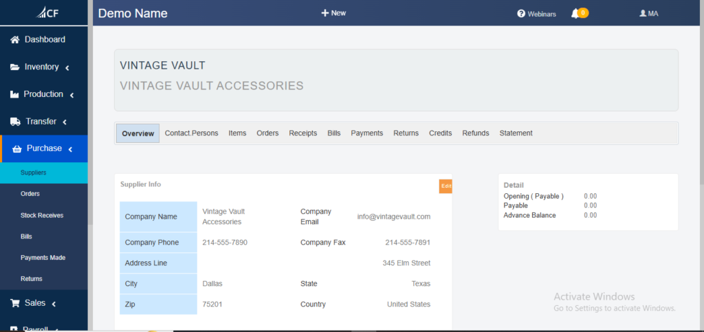 Suppliers Management in Cash Flow Inventory:  Supplier's Profile