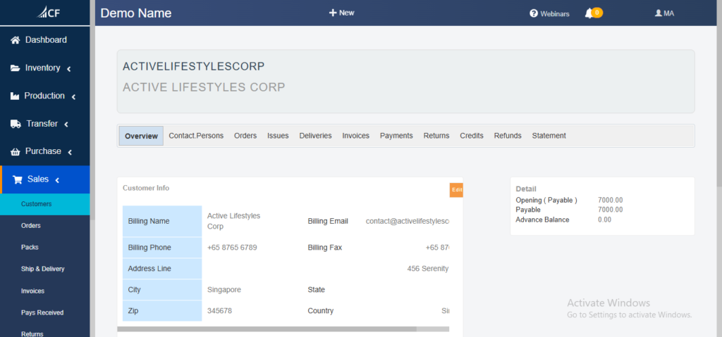 Customers Management in Cash Flow Inventory: Customer Profile