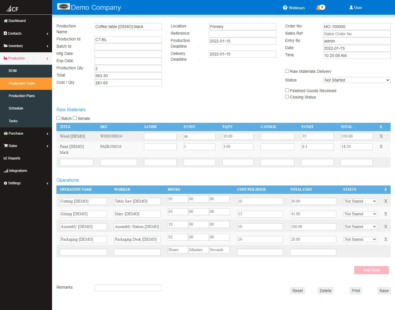 Cash Flow Inventory : Inventory Management Software Production Order Example