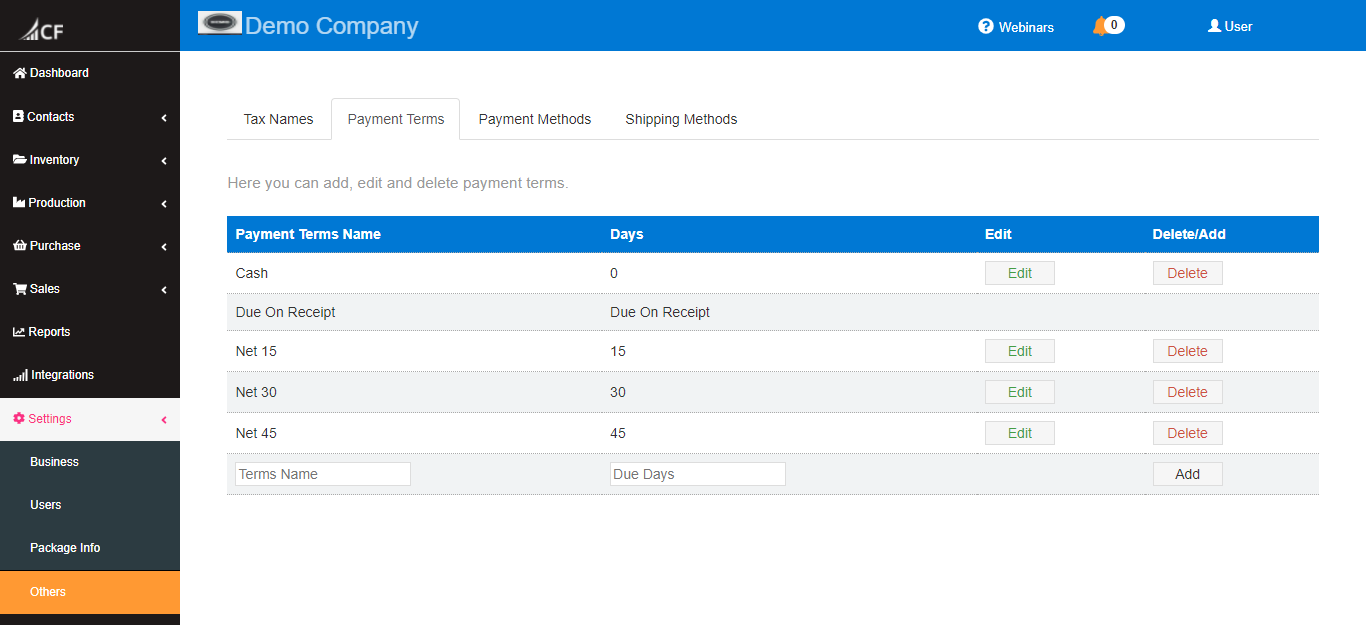 Inventory Management Software Payment Terms